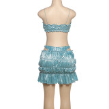 Pleated Solid Color Glossy Skirt 3-Piece Set DLSF-K25S64083