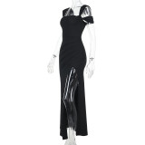 Solid Color Halter Sexy Split Gown Dress FL-XY25016PFO