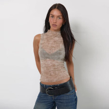 Half High Neck Sleeveless Top FL-ZX25061PFO