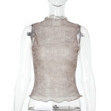 Half High Neck Sleeveless Top FL-ZX25061PFO