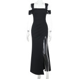 Solid Color Halter Sexy Split Gown Dress FL-XY25016PFO