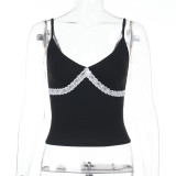 Lace Patchwork V Neck Sling Tank Tops FL-ZX25015PFO