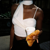 Sexy Single Shoulder Tie Up Tops FL-YL25039MHO