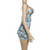 Leopard Print Hollow Out Backless Mini Dress DLSF-K24D65125