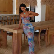 Sexy Print Hollow Out Logn Dress FL-ZX25048MHO