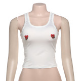 Love Printed U Neck Tank Top DLSF-K24B65329