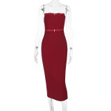 Solid Color Tube Tops Slim Maxi Dress FL-ZX24455PFO
