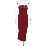 Solid Color Tube Tops Slim Maxi Dress FL-ZX24455PFO