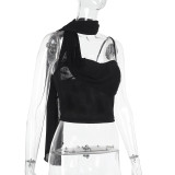 Sexy Single Shoulder Tie Up Tops FL-YL25039MHO