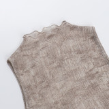 Half High Neck Sleeveless Top FL-ZX25061PFO