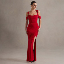 Solid Color Halter Sexy Split Gown Dress FL-XY25016PFO