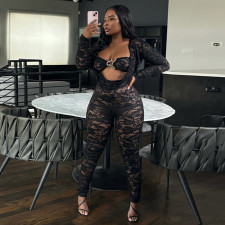 Long Sleeve Lace Tight Two Piece Pants Set DLSF-K25Q64785