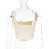 Lace Lace Solid Color Camisole Top FL-JY24668PFO