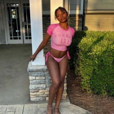 Letter Print T Shirt Tie Up Two Piece Swimsuit FL-HH25003MHO