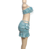 Pleated Solid Color Glossy Skirt 3-Piece Set DLSF-K25S64083