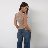 Half High Neck Sleeveless Top FL-ZX25061PFO