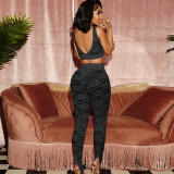 Sexy Lace Tank Tops And Pants Slim Two Piece Set DLSF-K25S63662