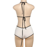 Color Block Tie Up Bikinis Two Piece Short Set DLSF-K25S63780