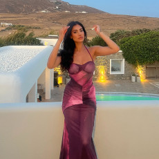 Mesh Print See Through Tie Up Backless Maxi Dress FL-WQ25054MHO