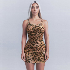 Leopard Print Sleeveless Mini Dress DLSF-K24D59818