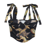 Vintage Oil Printed Strappy Top FL-WQ25034MHO
