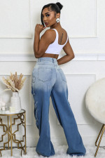 Multi-pocket Gradient Color Loose Jeans LSD-2411