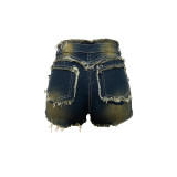 Sexy Raw Edge Washed Denim Shorts LSD-2415