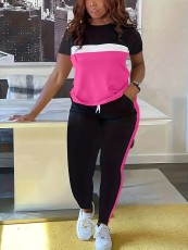 Stripe Short Sleeve Pants 2 Piece Set SH-391320
