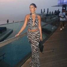 Print Sleeveless Backless Two Piece Skirts Set FL-JY25047PFO