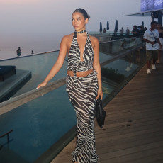 Print Sleeveless Backless Two Piece Skirts Set FL-JY25047PFO