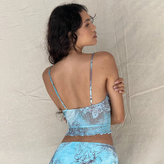 Print Lace Sling Tank Tops FL-YL25029PFO