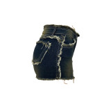 Sexy Raw Edge Washed Denim Shorts LSD-2415