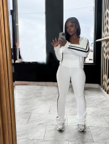 Stripe Patchwork Zipper Long Sleeve Pants 3 Piece Set  SFY-702