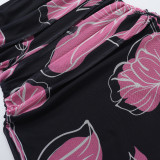 Shrunken Pleated Mesh Printed Tube Tops Dress FL-JY25011PFO