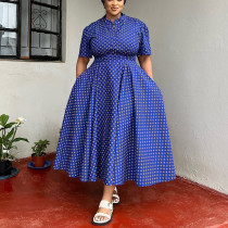 Plus Size Polka Dot Print Big Swing Maxi Dress NNWF-8079