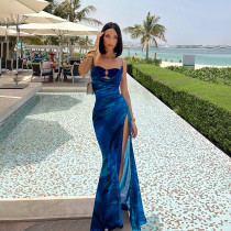 Sexy Printed Split Halter Dress FL-WQ25042MHO