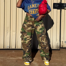 Camouflage Print Loose Straight Pants SH-391366