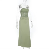 Sexy Lace Patchwork Sling Slim Maxi Dress FL-JY25029DGO