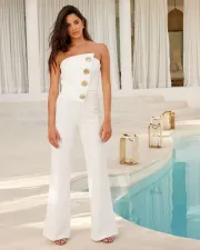 Wrap Solid Color Straight Jumpsuit OLYF-6181