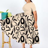 Plus Size Print Pleated Big Swing Maxi Dress NNWF-8071