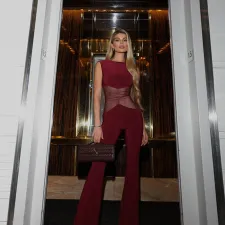 Mesh Patchwork See Through Jumpsuit FL-YL25013MHO