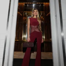Mesh Patchwork See Through Jumpsuit FL-YL25013MHO