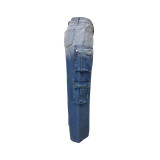 Multi-pocket Gradient Color Loose Jeans LSD-2411