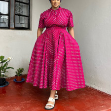 Plus Size Polka Dot Print Big Swing Maxi Dress NNWF-8079