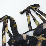 Vintage Oil Printed Strappy Top FL-WQ25034MHO