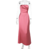 Tube Top Sexy Backless Satin Maxi Dress FL-YJ25003PFO