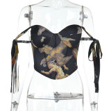Vintage Oil Printed Strappy Top FL-WQ25034MHO