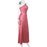 Tube Top Sexy Backless Satin Maxi Dress FL-YJ25003PFO