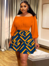 Plus Size One Shoulder Pleated Casual Two Piece Shorts Set NNWF-8080