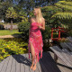 Tube Tops Mesh Printed Ruffle Flutter Split Midi Dress FL-YJ24683PFO
